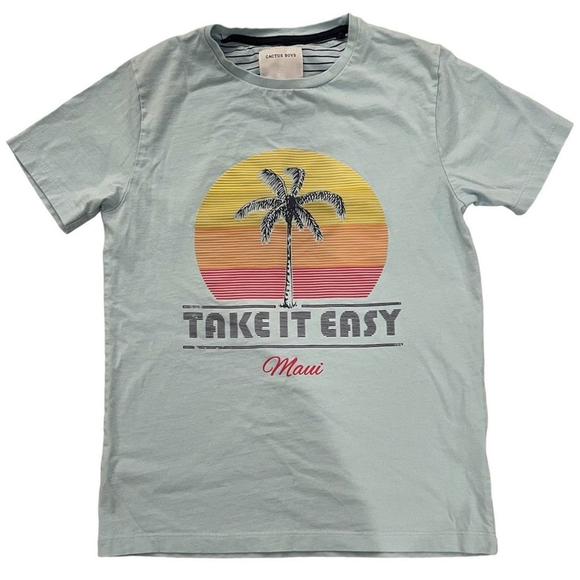 Cactus Boys Take it Easy Maui Cotton T-shirt Size 9/10 - Picture 1 of 7